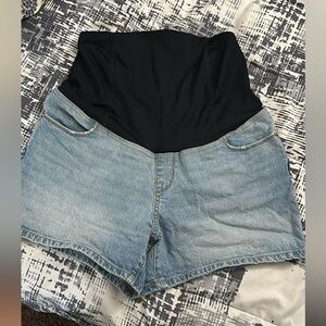 Isabel Maternity by Ingrid & Isabel High Waist Blue and Black Shorts